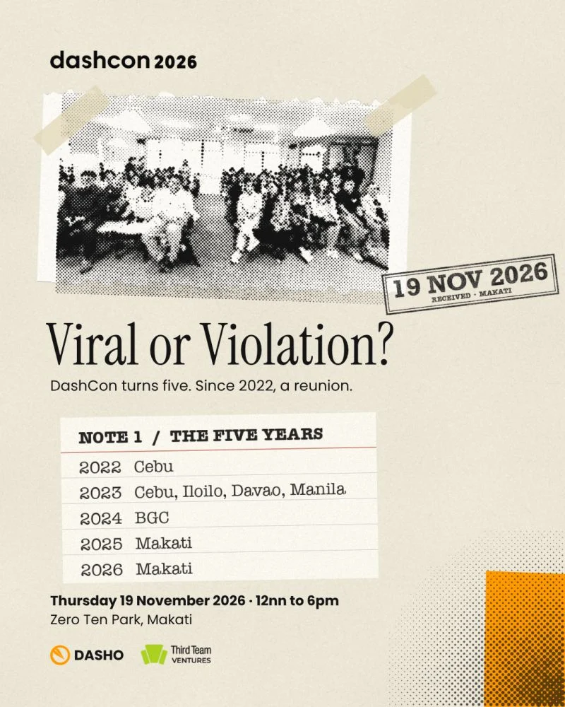 Poster: Viral or Violation? DashCon turns five. Since 2022, a reunion.