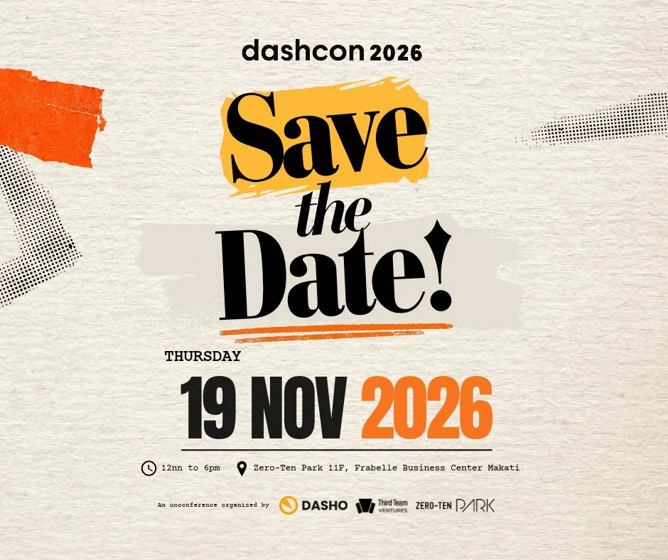 Save the date poster: DashCon 2026, Thursday 19 November 2026, 12nn to 6pm, Makati